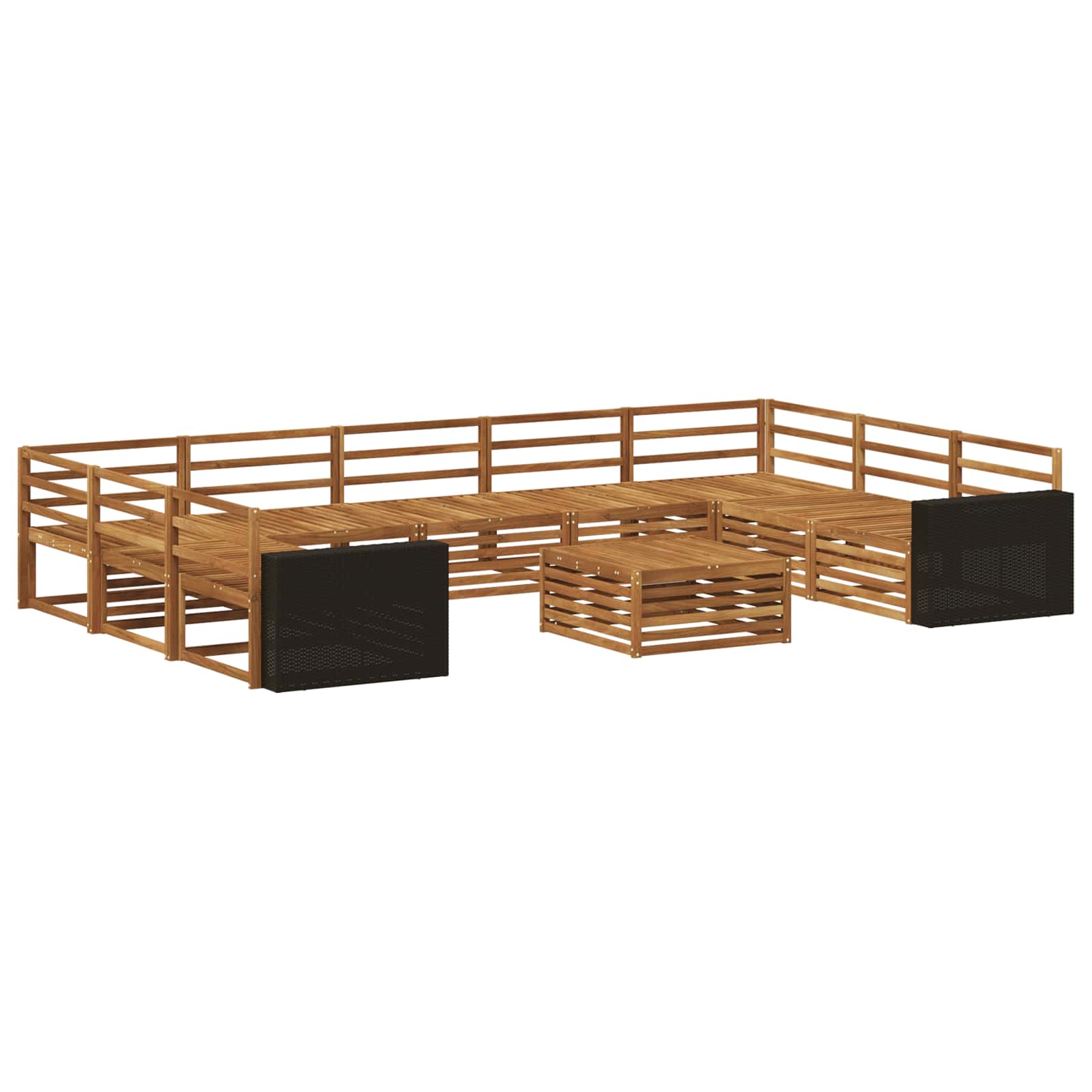 Zestaw sof na zewnątrz 10 pcs naturalny Lite Drewno Akacji