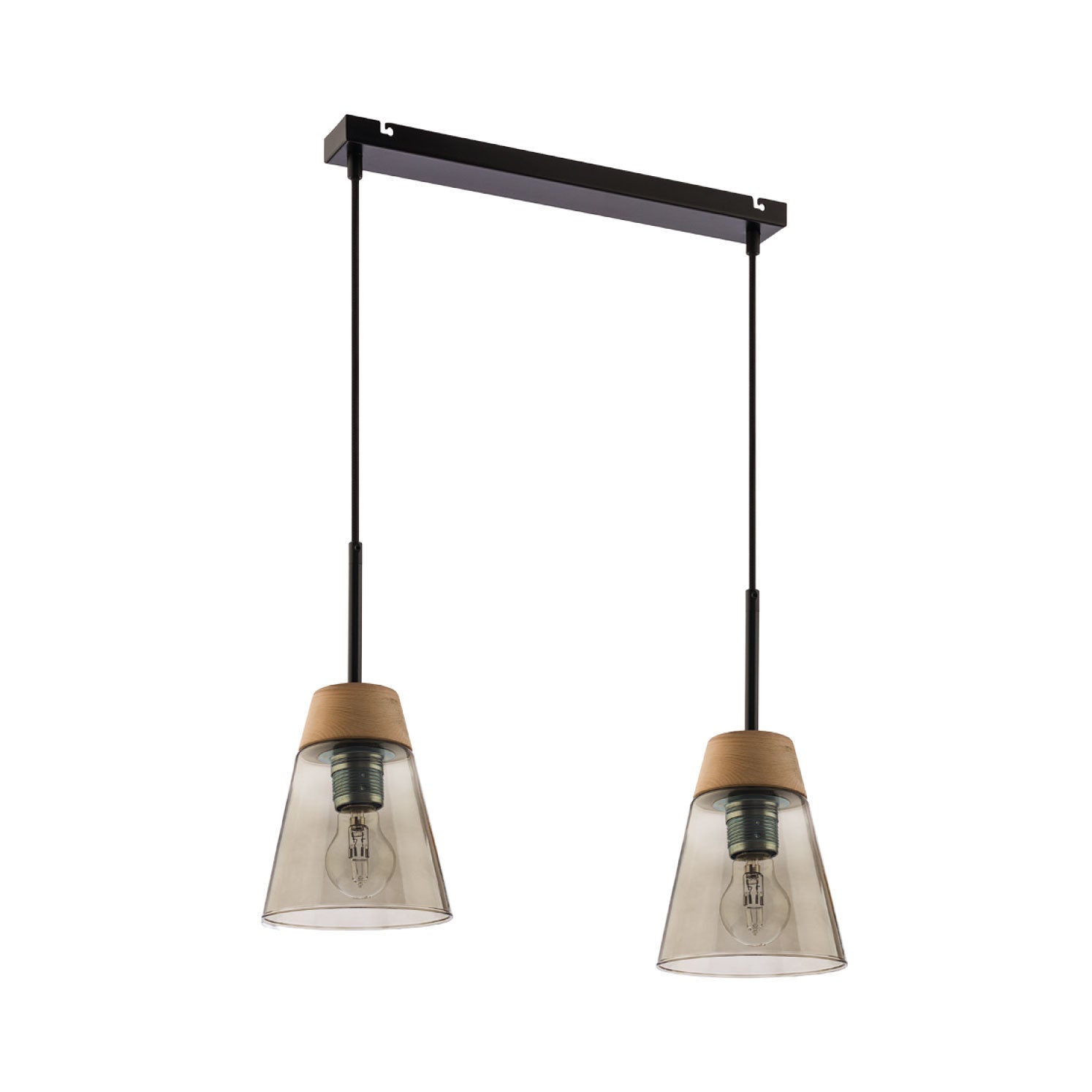 Lampa wisząca DOMINO Jupiter szkło dymione czarny E27 60 cm 1 szt.