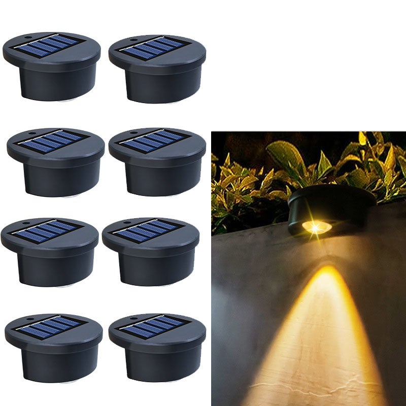 Zestaw 8 lamp solarnych do tarasu, lampy solarno LED do oświetlenia schodów, lampy LED odporne na wodę do ogrodzenia, ciepłe białe