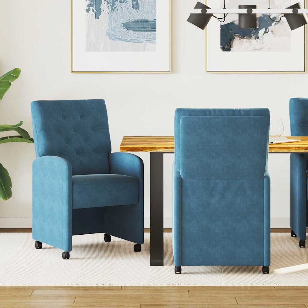 Krzesełka jadalne na kółkach 2 pcs Niebieski 58 x 67 x 97 cm vidaXL