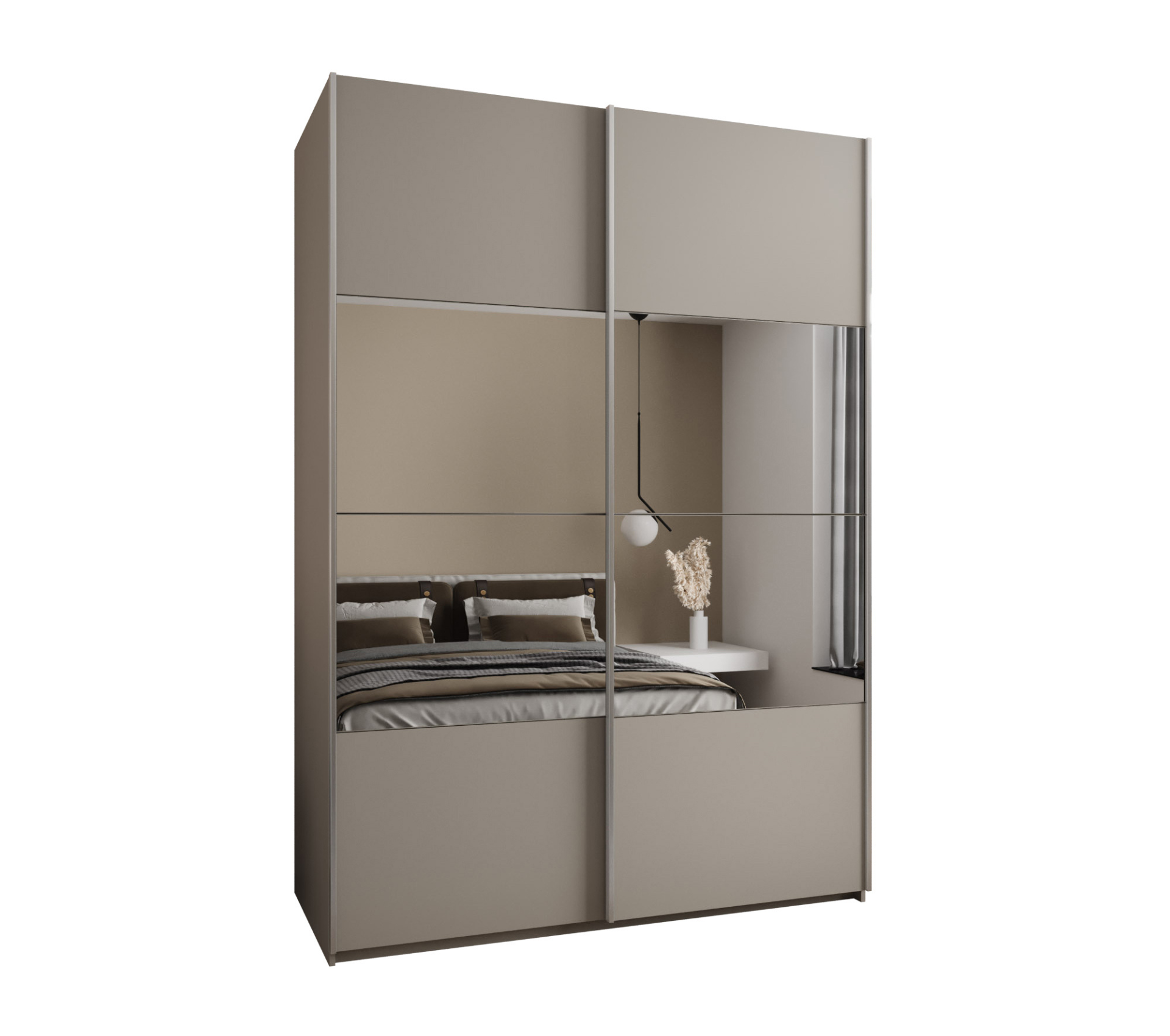 Szafa przesuwna wysoka Lux 4 180 x 64 x 245,5 cm kaszmir + kaszmir + u. srebrny - Abiks Meble