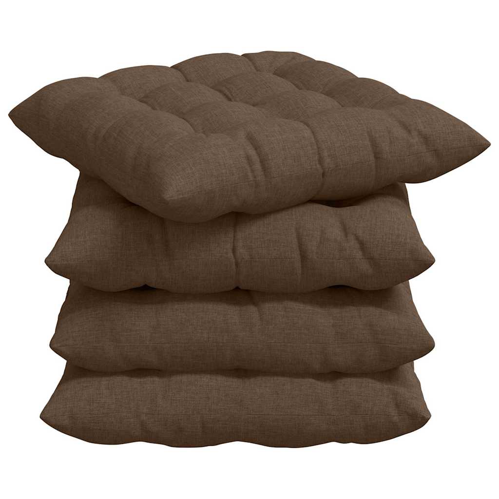 Poduszki na siedziska 4 pcs tkanina brązowy 40 x 40 x 6 cm