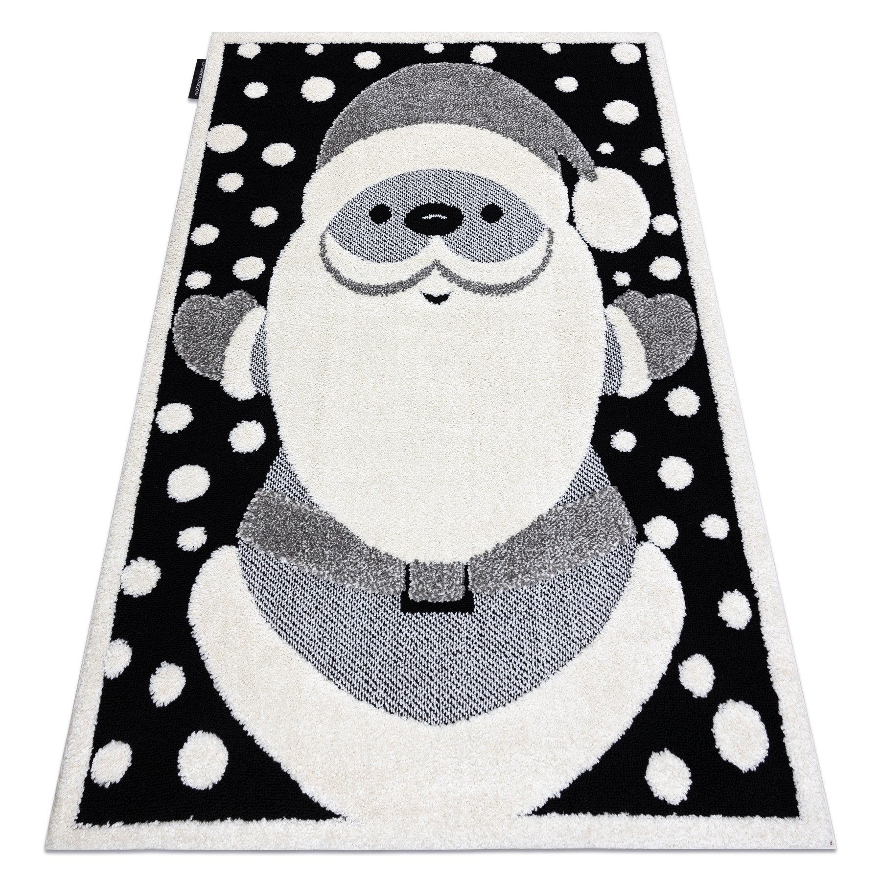 Dywan dziecięcy JOY Santa Święty Mikołaj dla dzieci - Strukturalny, dwa poziomy runa czarny / krem 120x170 cm
