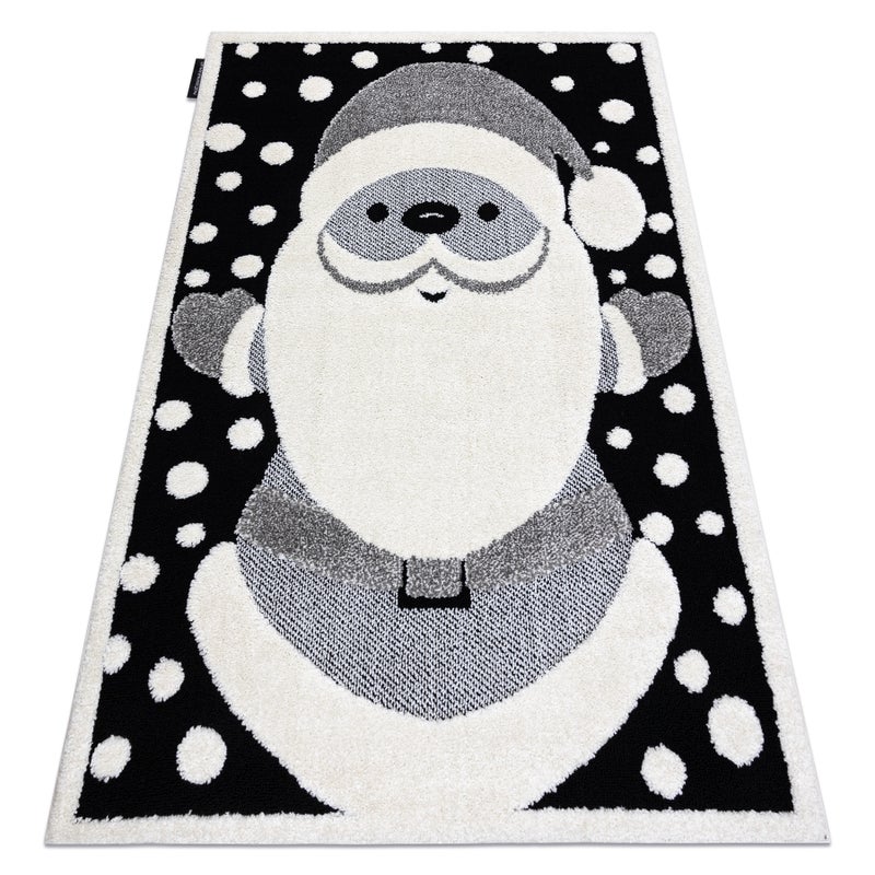 Dywan dziecięcy JOY Santa Święty Mikołaj dla dzieci - Strukturalny, dwa poziomy runa czarny / krem 120x170 cm