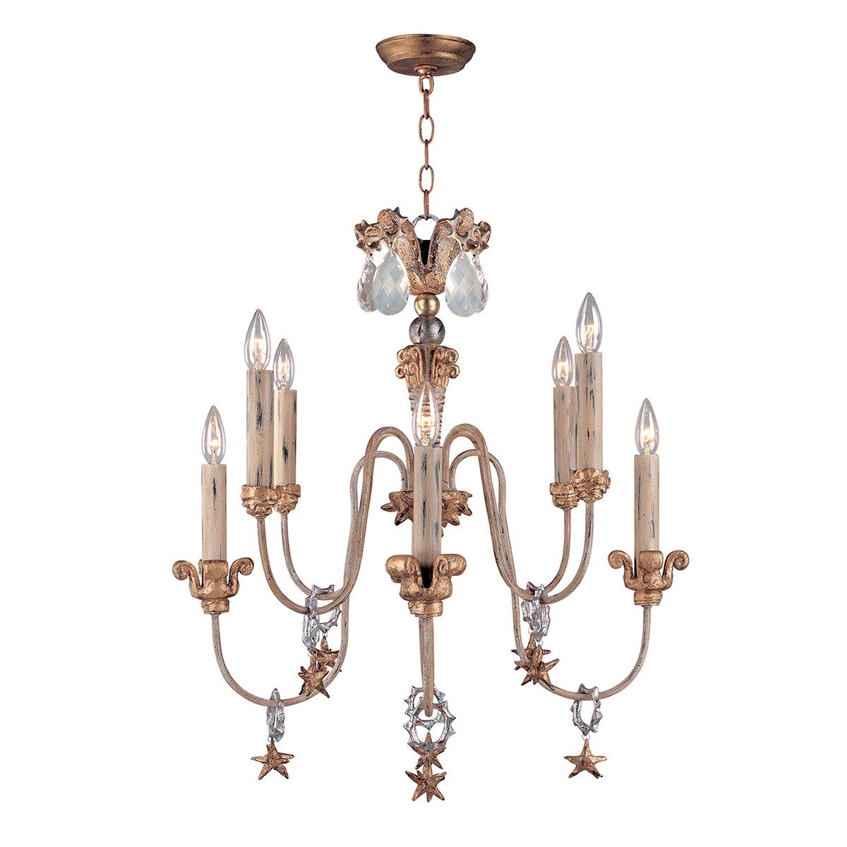 Żyrandol designerski złoty Mignon 8xE14 60W Flambeau