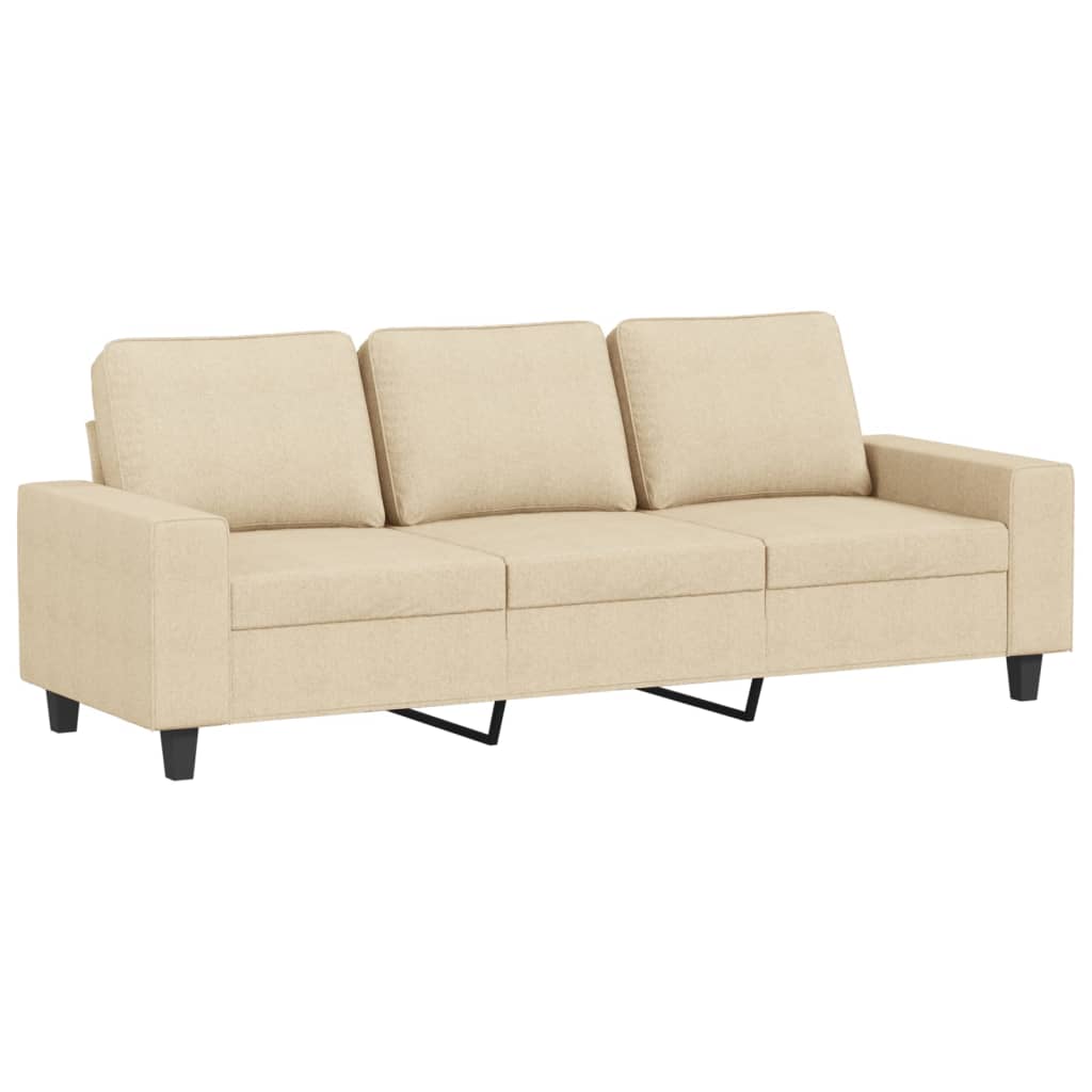 Sofa 3-osobowa, kremowa, 180 cm, tapicerowana tkaniną