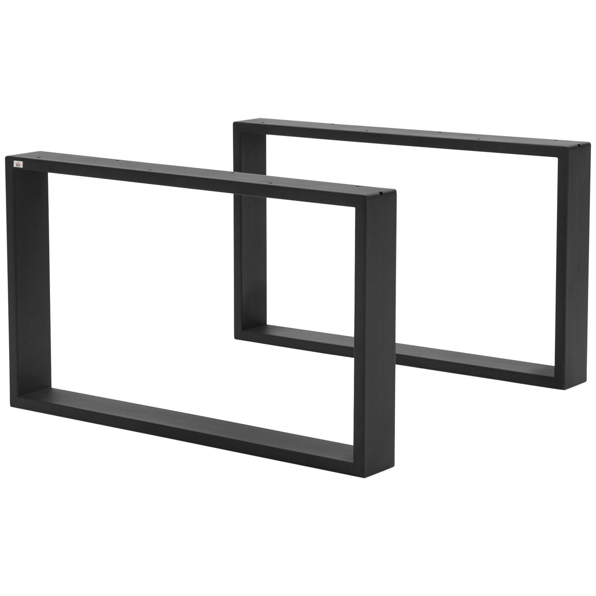 Zestaw 2 prostokątnych stalowych nóg do stolika kawowego, styl industrialny, udźwig 60 kg, 70 x 8 x 41 cm, kolor czarny