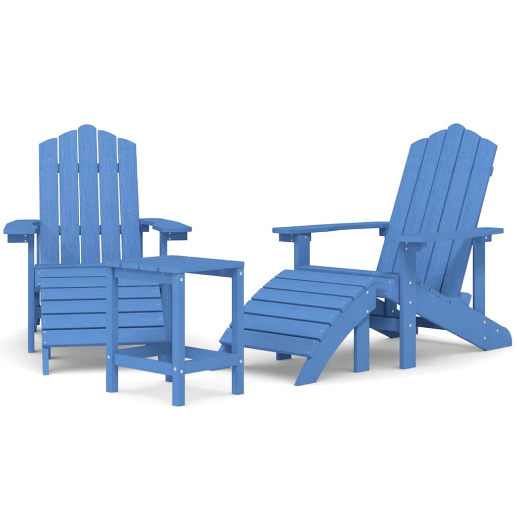 2x Krzesło Adirondack Ogrodowe HDPE ze Stolikiem z Podnóżkiem na Taras