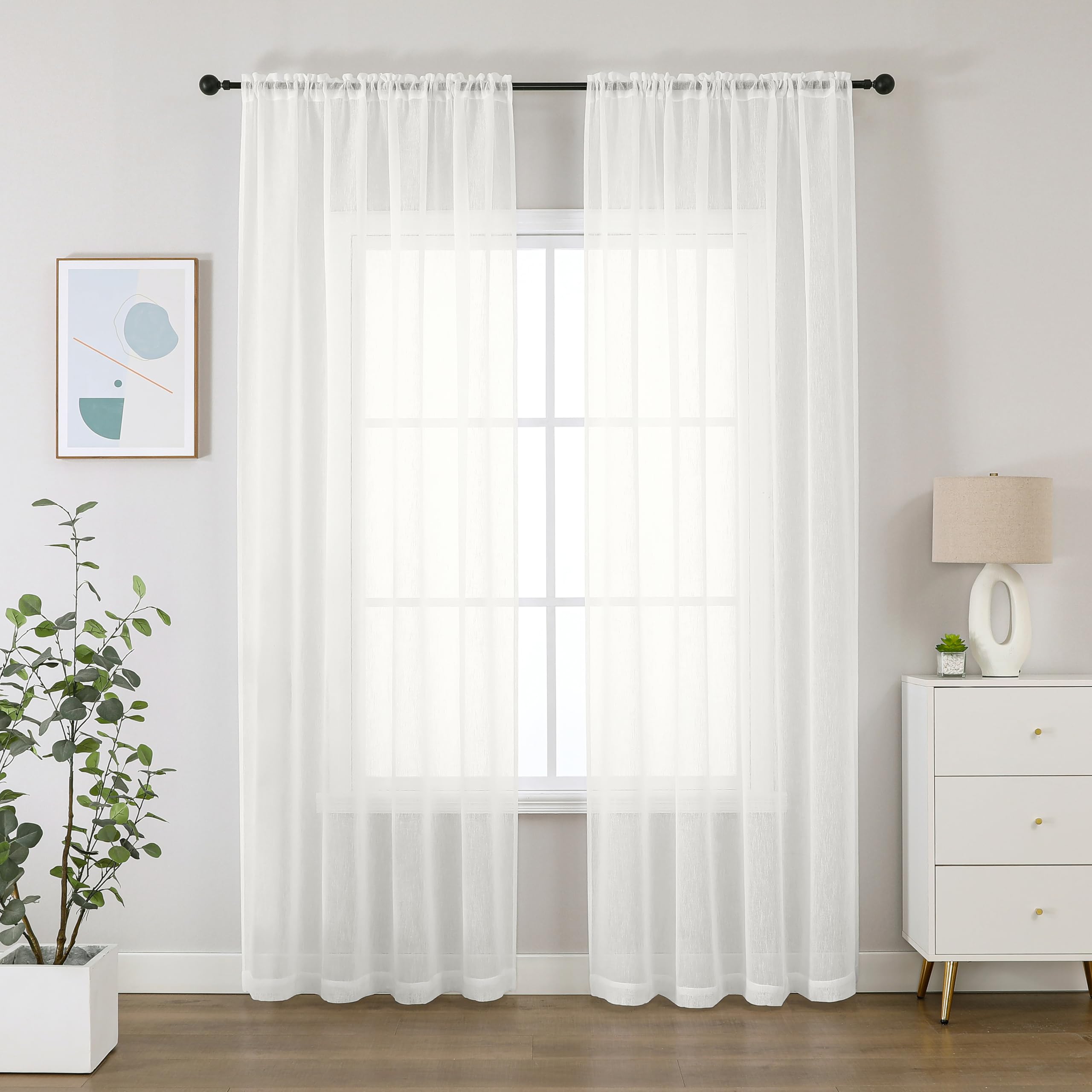 Zestaw 4 zasłon półprzezroczystych, zaciemniających i chroniących przed owadami, odpowiednich do jadalni i sypialni (szer. 94 x wys. 160 cm)