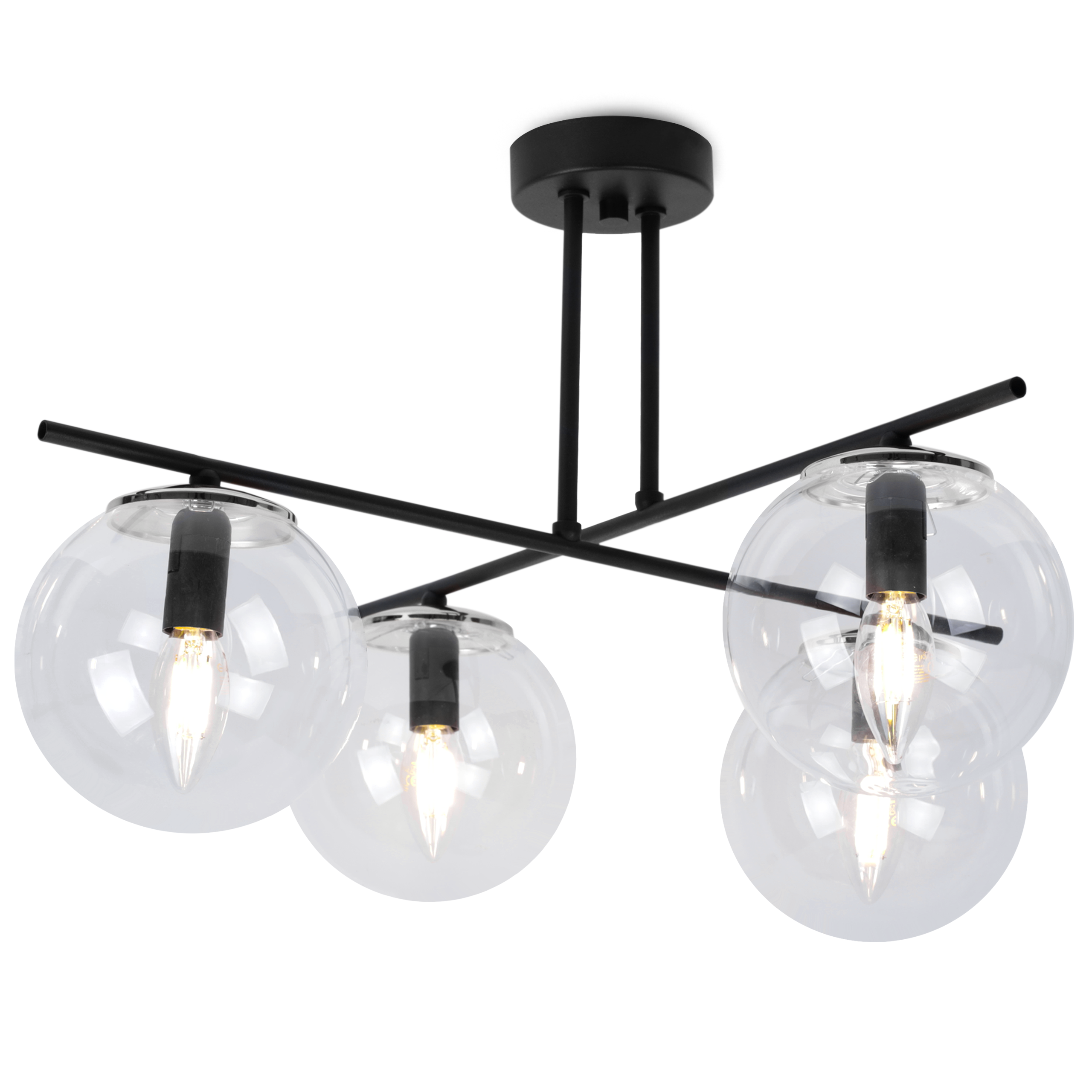 Lampa sufitowa wisząca Light Home LH Modena 4x E14 60W transparentny/srebrny