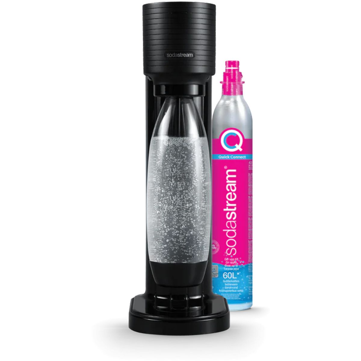 Maszyna do wody sodowej Sodastream GAIA czarna z butelką 1L wielokrotnego użytku i ręczną karbonizacją