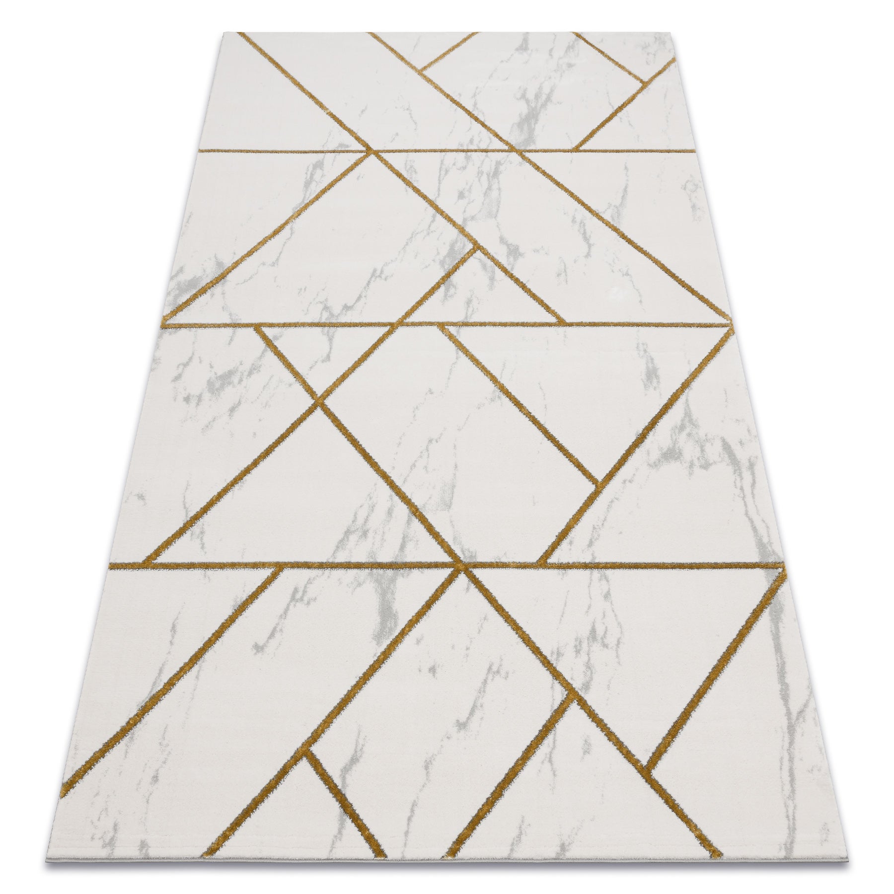 Dywan EMERALD ekskluzywny 1012 glamour, stylowy geometryczny, marmur krem / złoty 140x190 cm