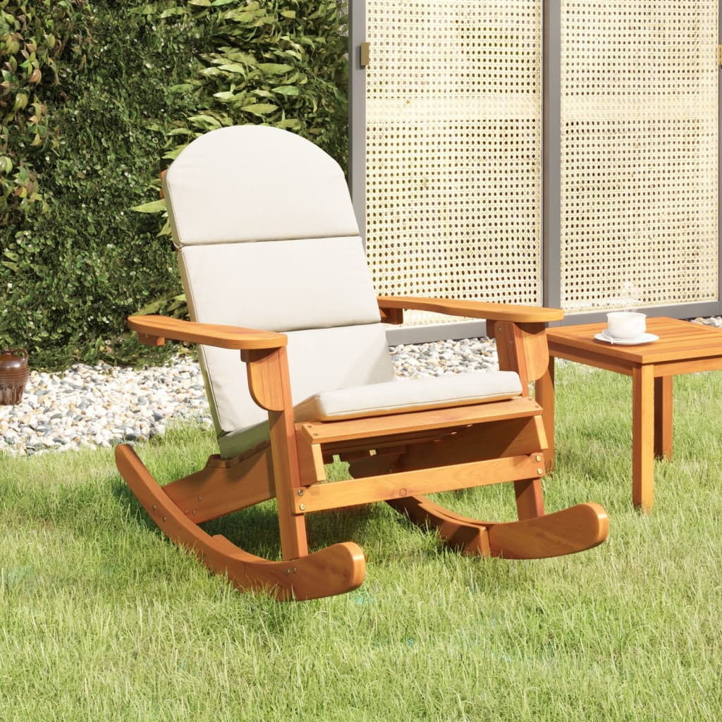 Fotel bujany Adirondack z poduszkami, lite drewno akacjowe vidaXL