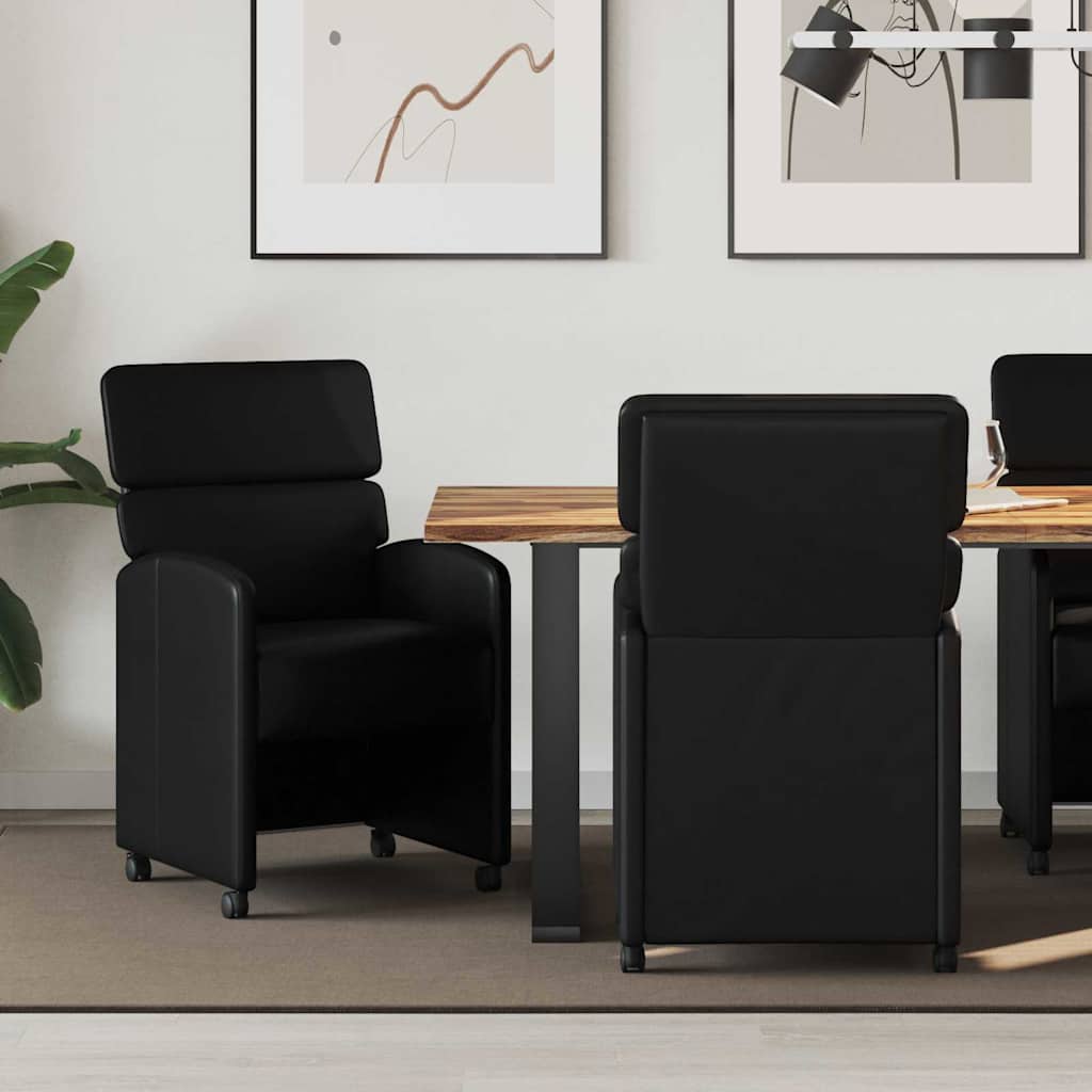 Krzesełka jadalne na kółkach 2 pcs Czarny 58 x 65 x 98 cm vidaXL
