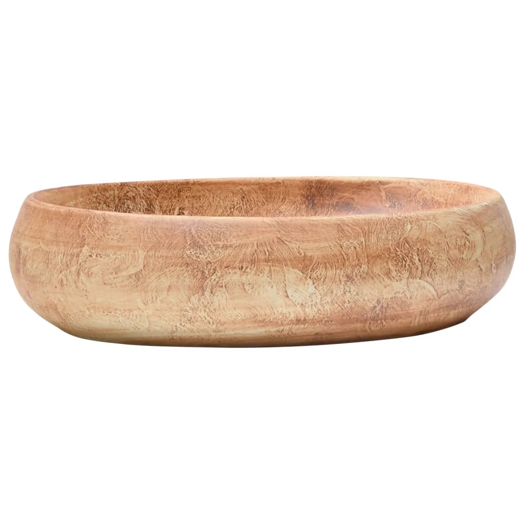 Umywalka Nablatowa Ceramiczna Owalna Brązowa do Łazienki 59 cm