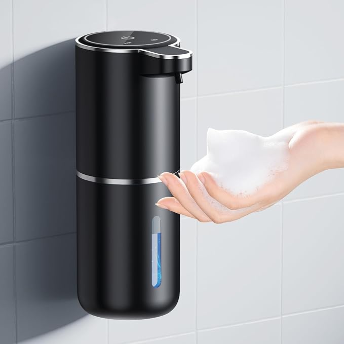 Czarny, ścienny automatyczny dozownik mydła – 380 ml – Z czujnikiem – Ładowany przez USB – Idealny do łazienek, kuchni i biur