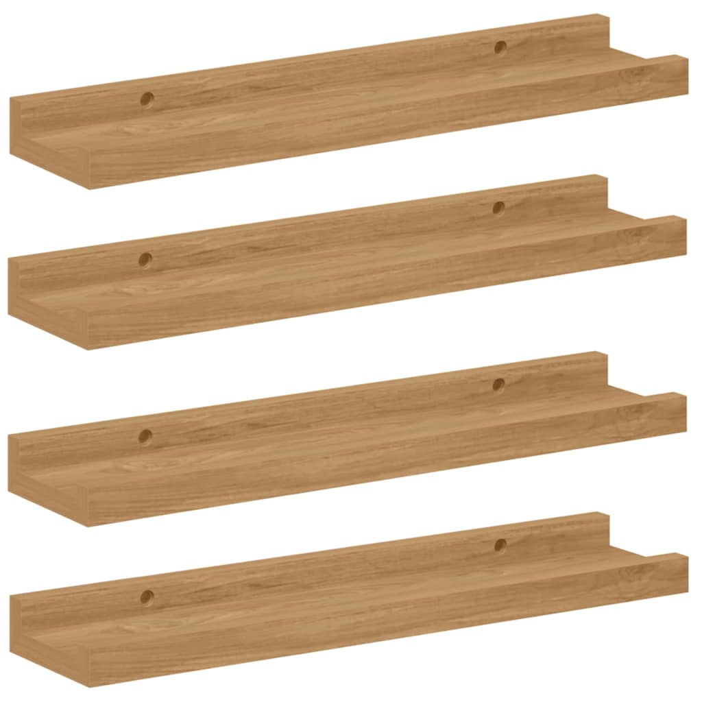 Prateleira de Parede 4 pcs, em madeira processada, 40 x 9 x 3 cm, castanho