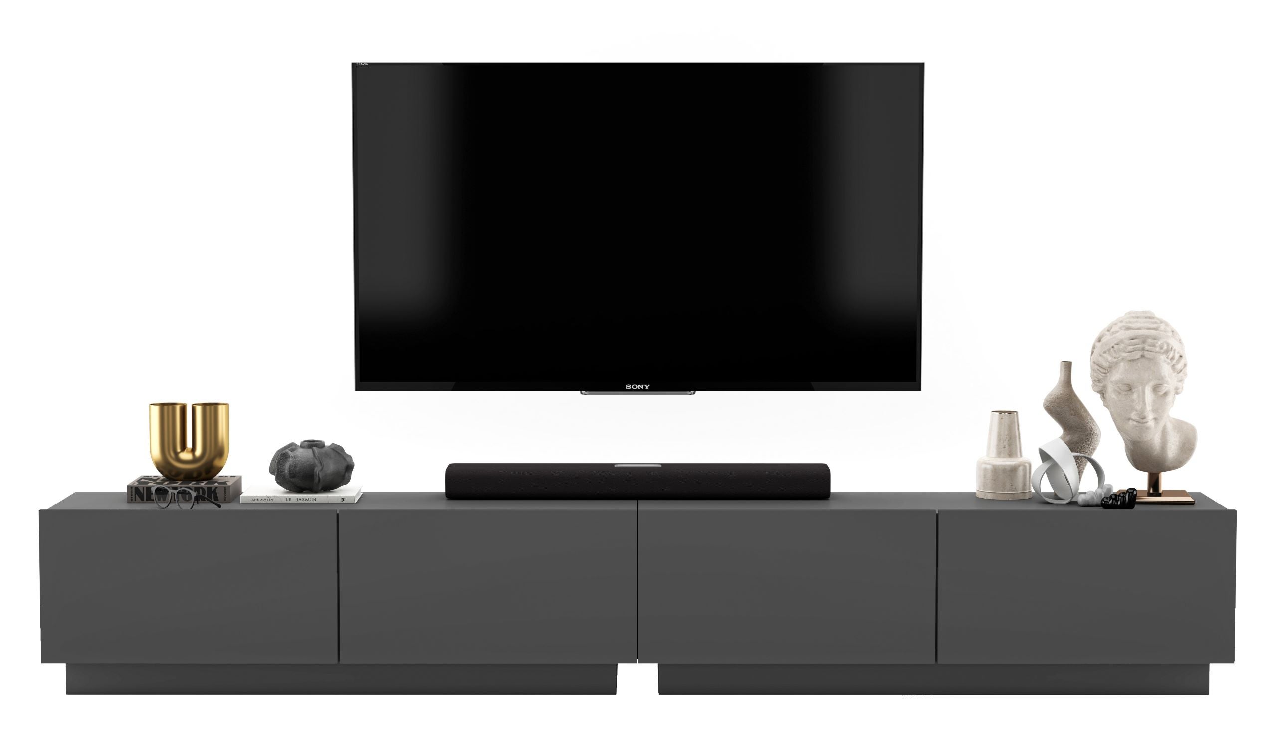 Szafka RTV Loft Industrialna 240 cm grafit mat, komoda pod telewizor do nowoczesnego salonu