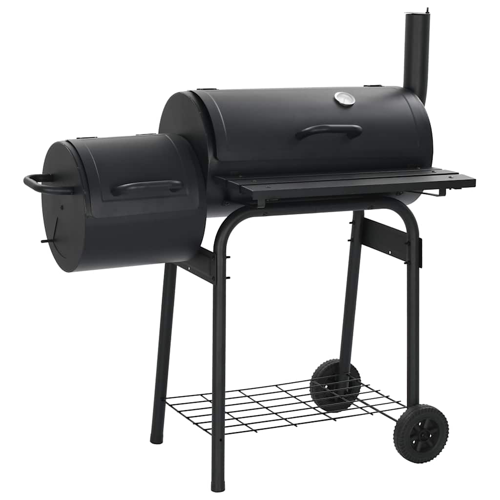 Grill Węglowy z Wędzarnią Stalowy Czarny