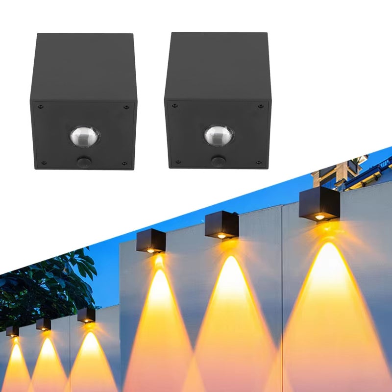 2 kwadratowe lampy LED do oświetlenia zewnętrznego, oświetlenie krajobrazu, do ogrodu, płotu, słupka, tarasu