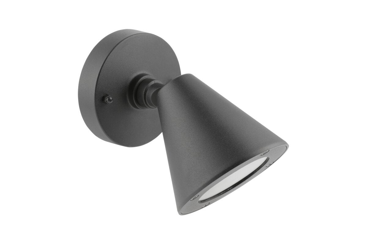 Lampa ogrodowa elewacyjna LUSTINO-D, GU10 max 20W, kinkiet dolny, grafit, IP44, na elewację i do ogrodu – GTV LIGHTING