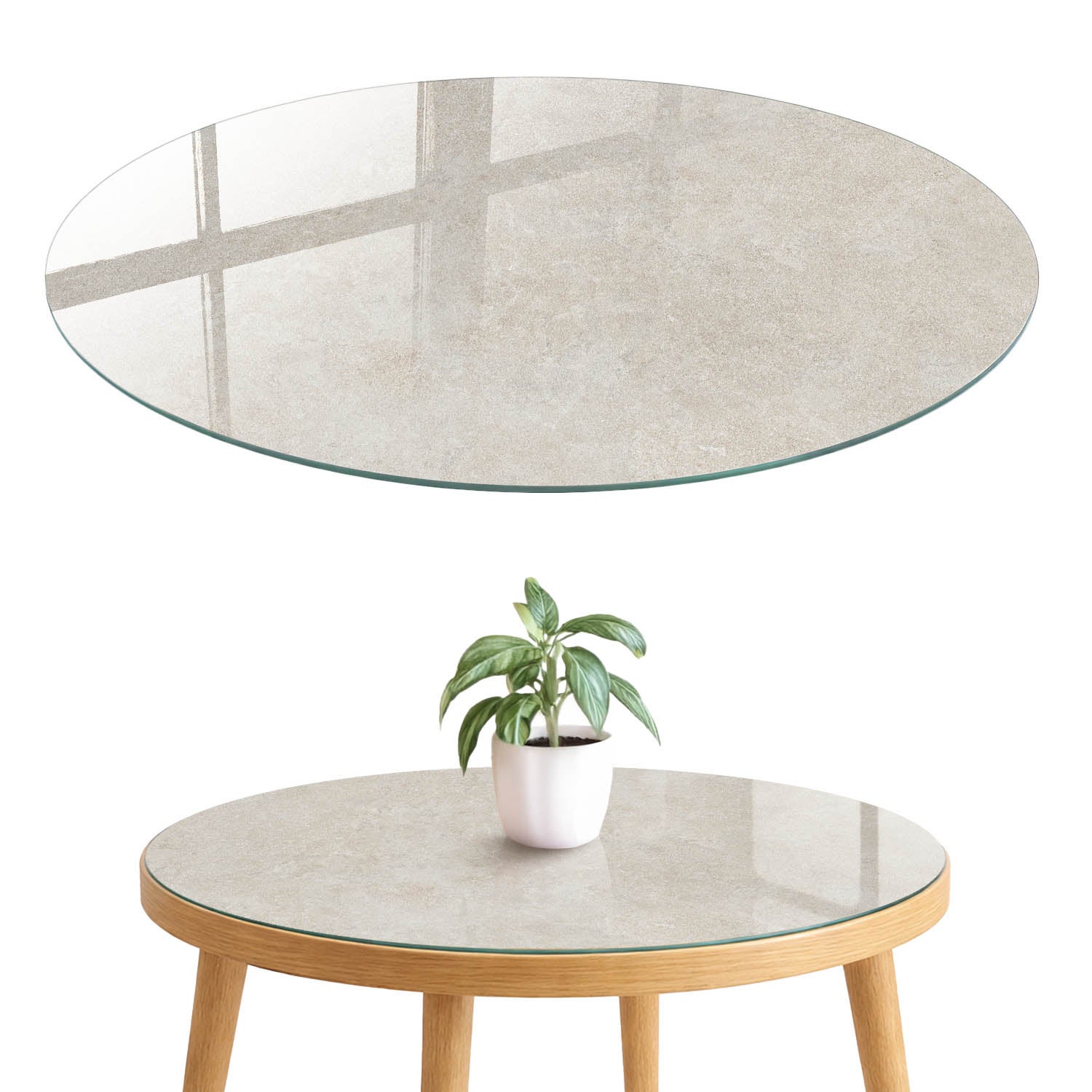 Szkło hartowane 4 mm z grafiką na blat - ozdoba mebli, ochrona i nowy wygląd fi80 cm Neutralna elegancja