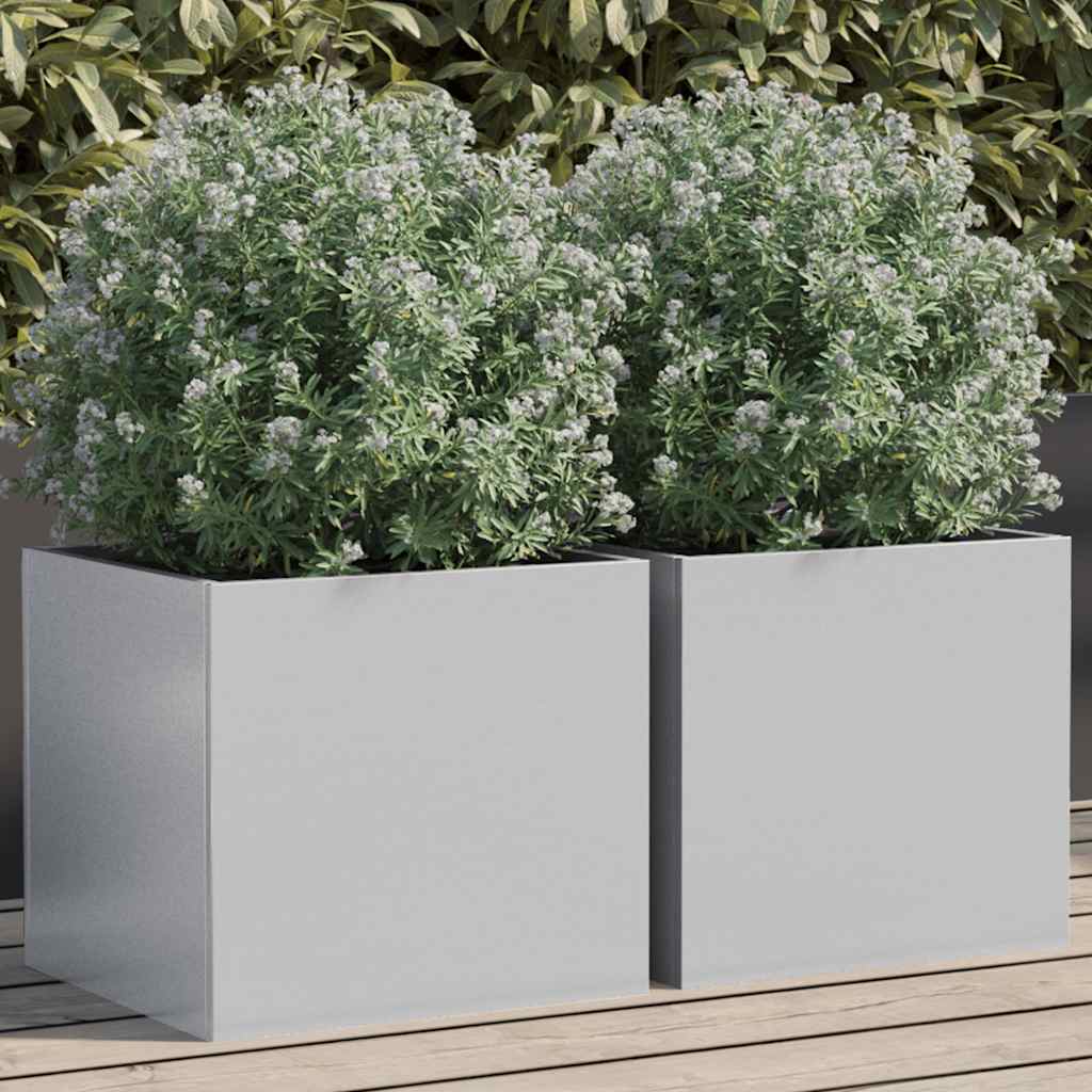 Donice, 2 szt., srebrne, 32x30x29 cm, stal galwanizowana vidaXL