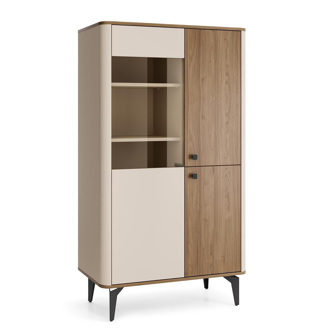 Witryna stojąca niska AURENA 88 cm kaszmir / orzech royal, loft modern