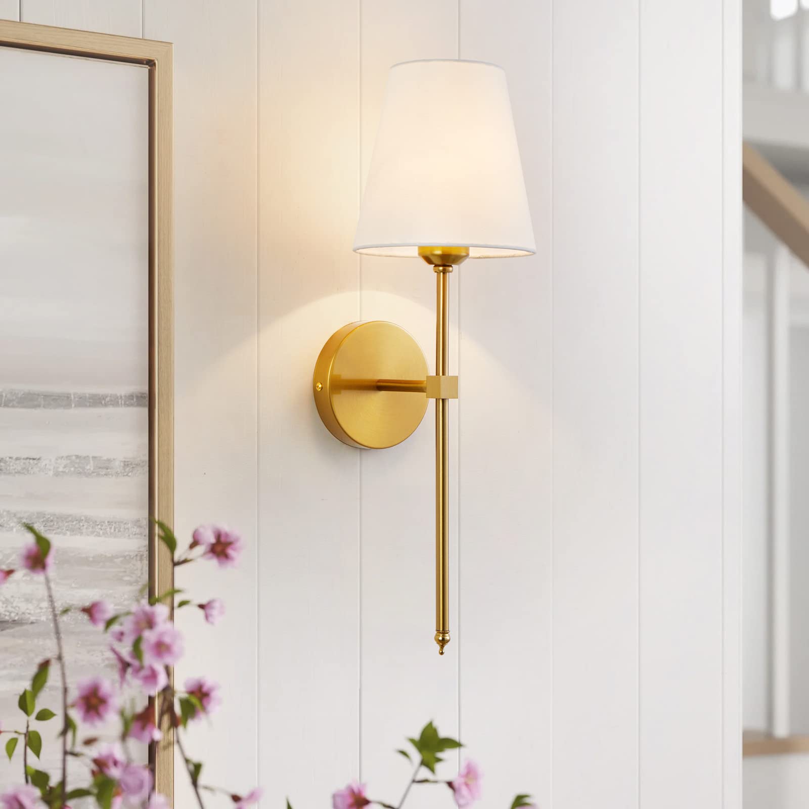 Lampy ścienne, retro industrialne lampy ścienne z białym kloszem z tkaniny, odpowiednie do sypialni, bez żarówki E27