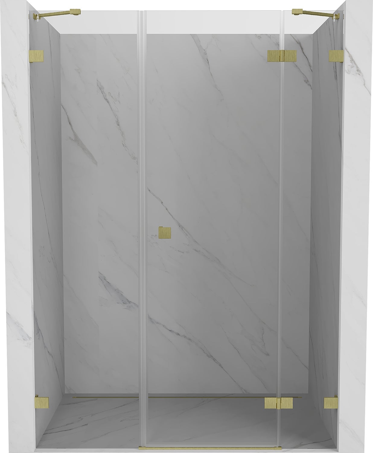 Mexen Lunar drzwi prysznicowe uchylne prawe 135 cm, transparent, złote szczotkowane - 834S-135-050-55-00-P