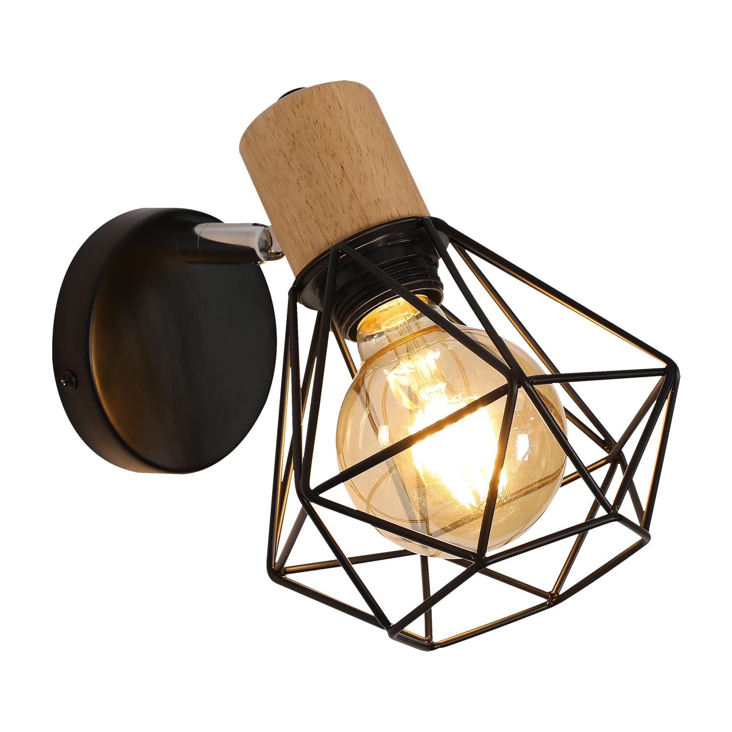 Jednopunktowa lampa ścienna do wnętrz, retro lampa ścienna, obracana lampa ścienna 360°, metalowa lampa ścienna, odpowiednia do sypialni.