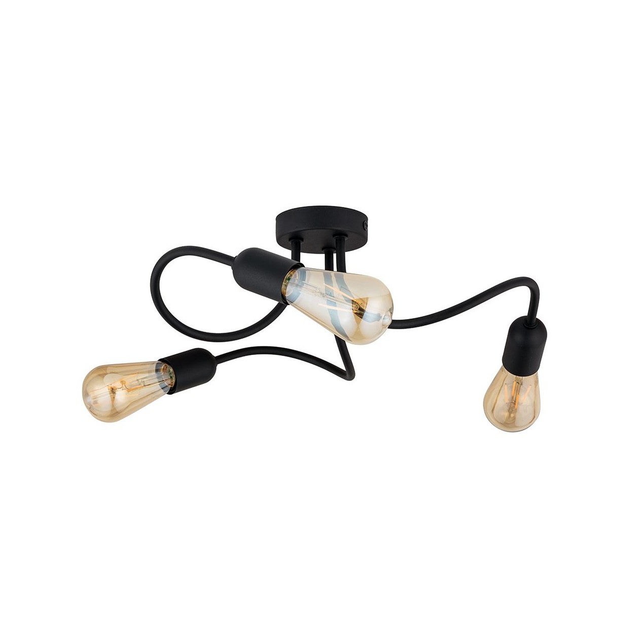 TK Wave Lampa sufitowa Multi Arm Semi Flush Czarna 3xE27
