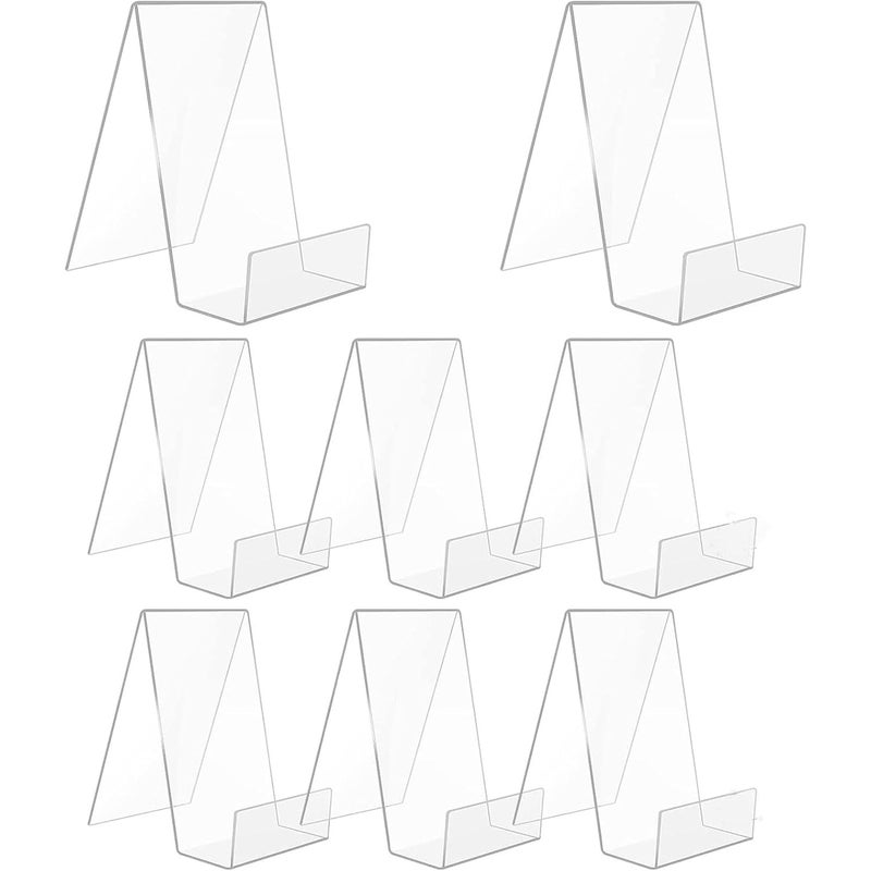 8 sztuk przezroczystych akrylowych podpórek do książek, 7,5 x 10,5 cm, plastikowe uchwyty do książek, stojaki na produkty do ekspozycji zdjęć