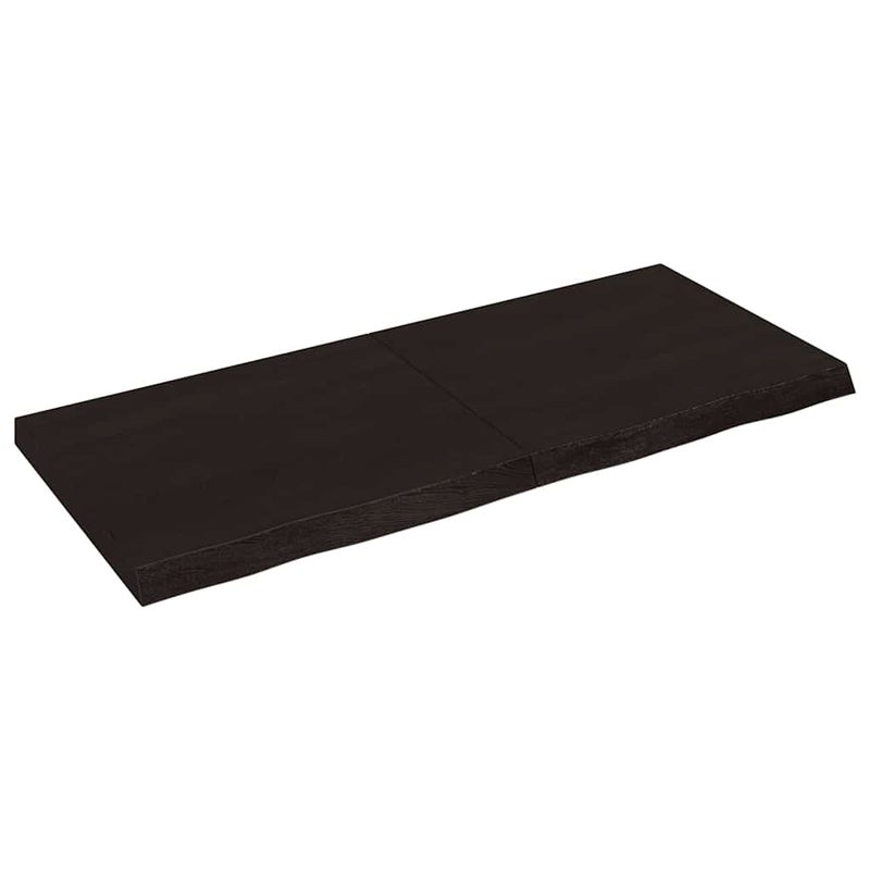 Blat Drewniany Dębowy Lity do Stołu 140x60 cm Grubość 2-6 cm Ciemnobrązowy