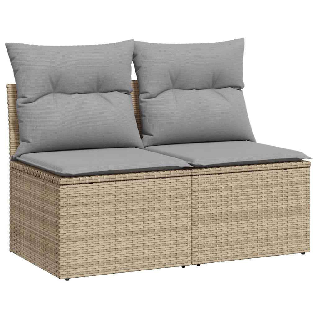 Sofa Ogrodowa Modułowa 2-Osobowa Technorattan Beżowa z Poduszkami na Taras