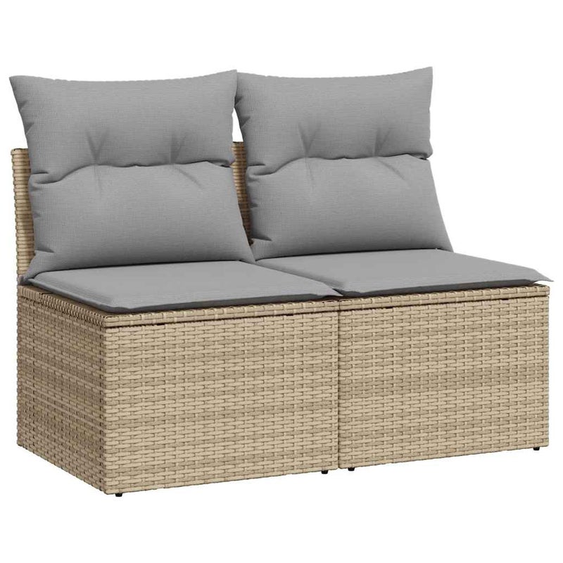 Sofa Ogrodowa Modułowa 2-Osobowa Technorattan Beżowa z Poduszkami na Taras