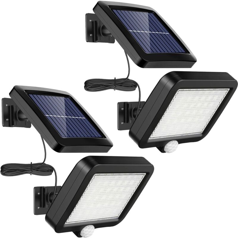 Zestaw 2 lamp solarnych LED do użytku na zewnątrz, z czujnikiem ruchu, wodoodpornych, kąt świecenia 120°