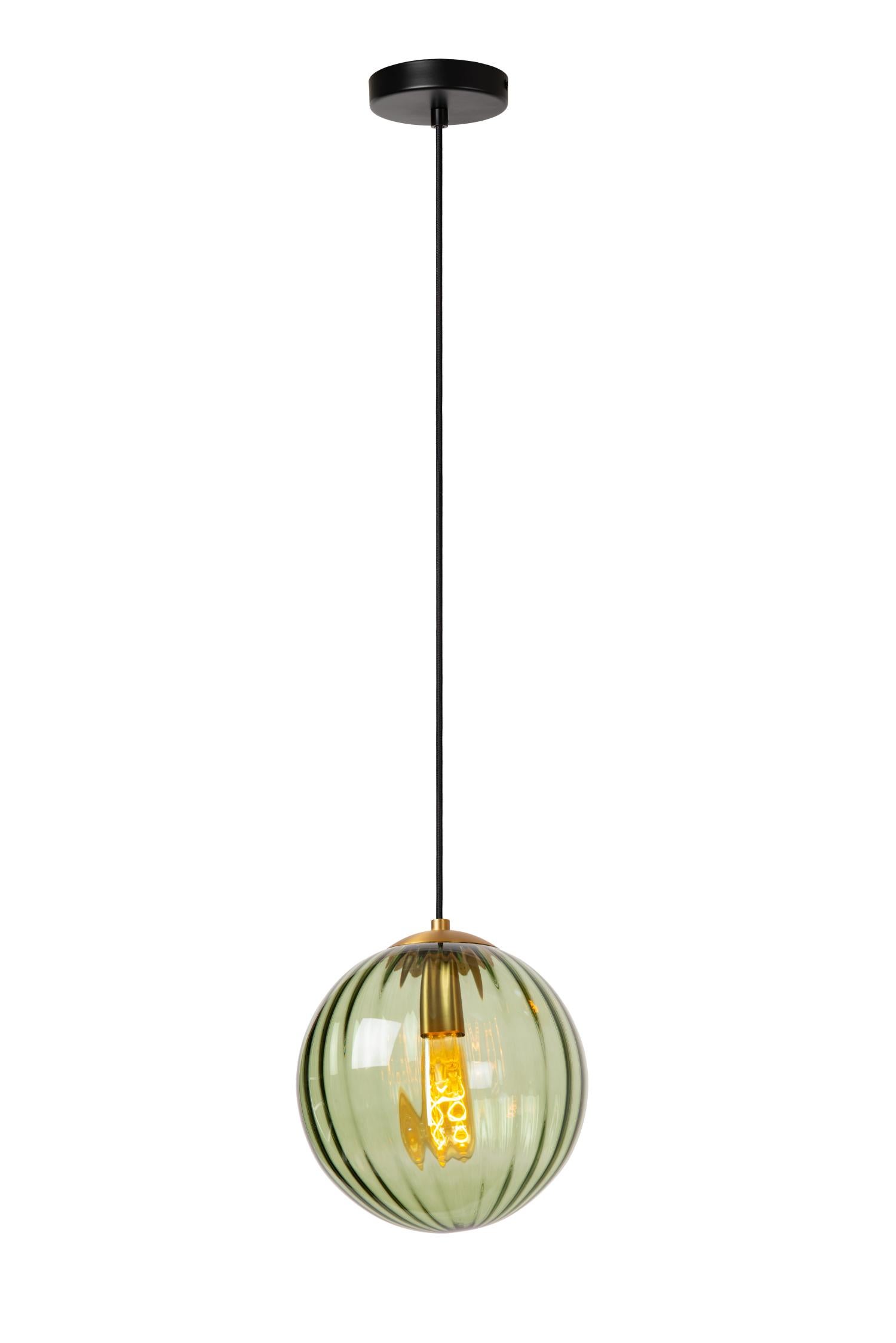 Lampa wisząca Monsaraz zielono-czarna 1xE27x40W wym: 161 x 25 x 25 cm szkło Lucide