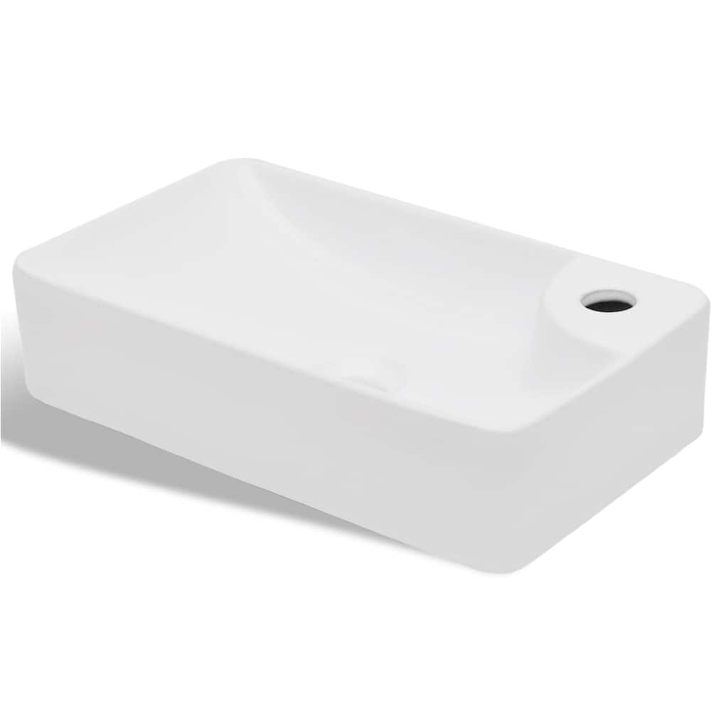 Umywalka Nablatowa Ceramiczna Prostokątna Biała do Łazienki 44 cm