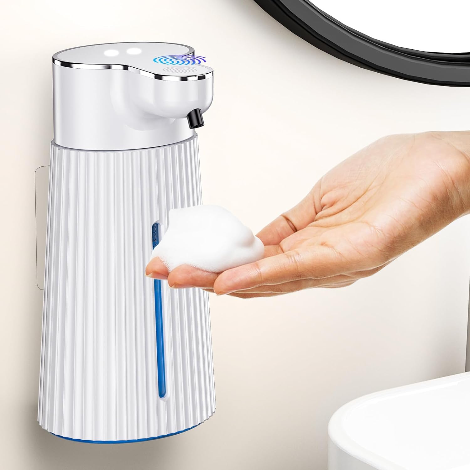 Automatyczny dozownik mydła, 400 ml / 14 uncji bezdotykowy dozownik mydła pieniącego, dozownik mydła do rąk wielokrotnego napełniania przez