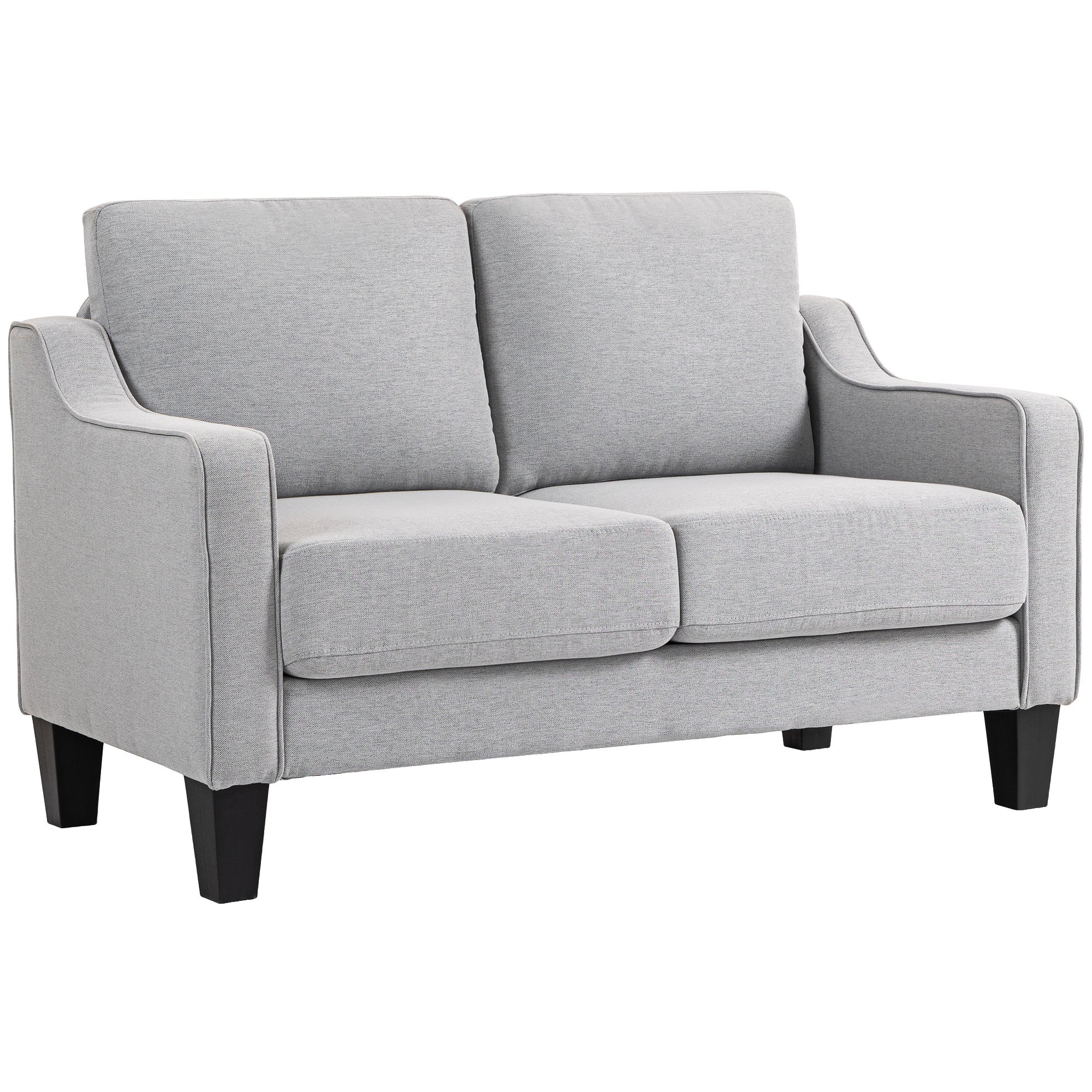 Nowoczesna i oszczędzająca miejsce sofa 2-osobowa w tkaninie imitującej len, 136 x 77 x 86 cm, kolor jasnoszary