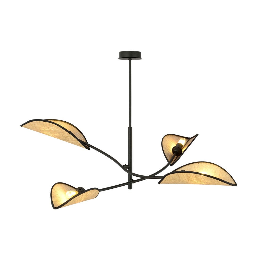 Lampa sufitowa Emibig 4xE14 40W LOTUS 4 BLACK/RATTAN 1108/4