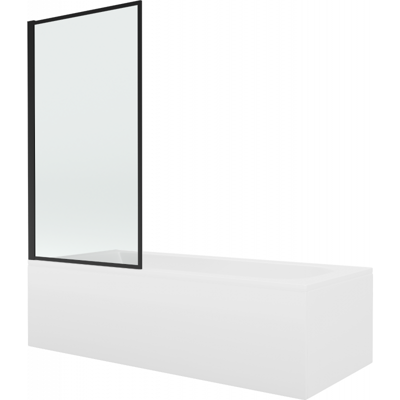 Mexen Vega wanna prostokątna 170 x 70 cm z obudową i parawanem 1-skrzydłowym 80 cm, czarny wzór fix - 550117070X9308007070