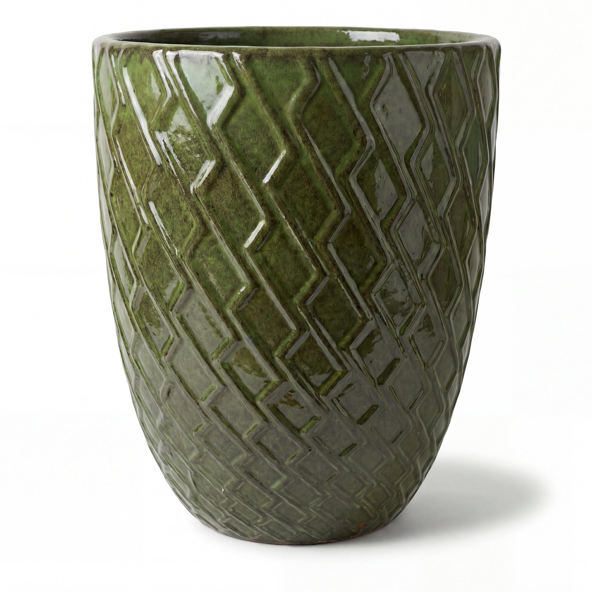Donica ceramiczna Provencelia ZEUS Zielony, sred.41 x H54 cm, mrozoodporna, rękodzieło, szkliwiona