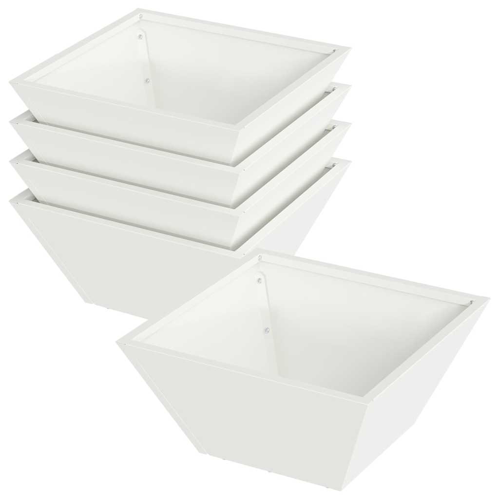 Doniczka ogrodowa 5 szt. Biały 35 x 35 x 15 cm Stal zimnogięta