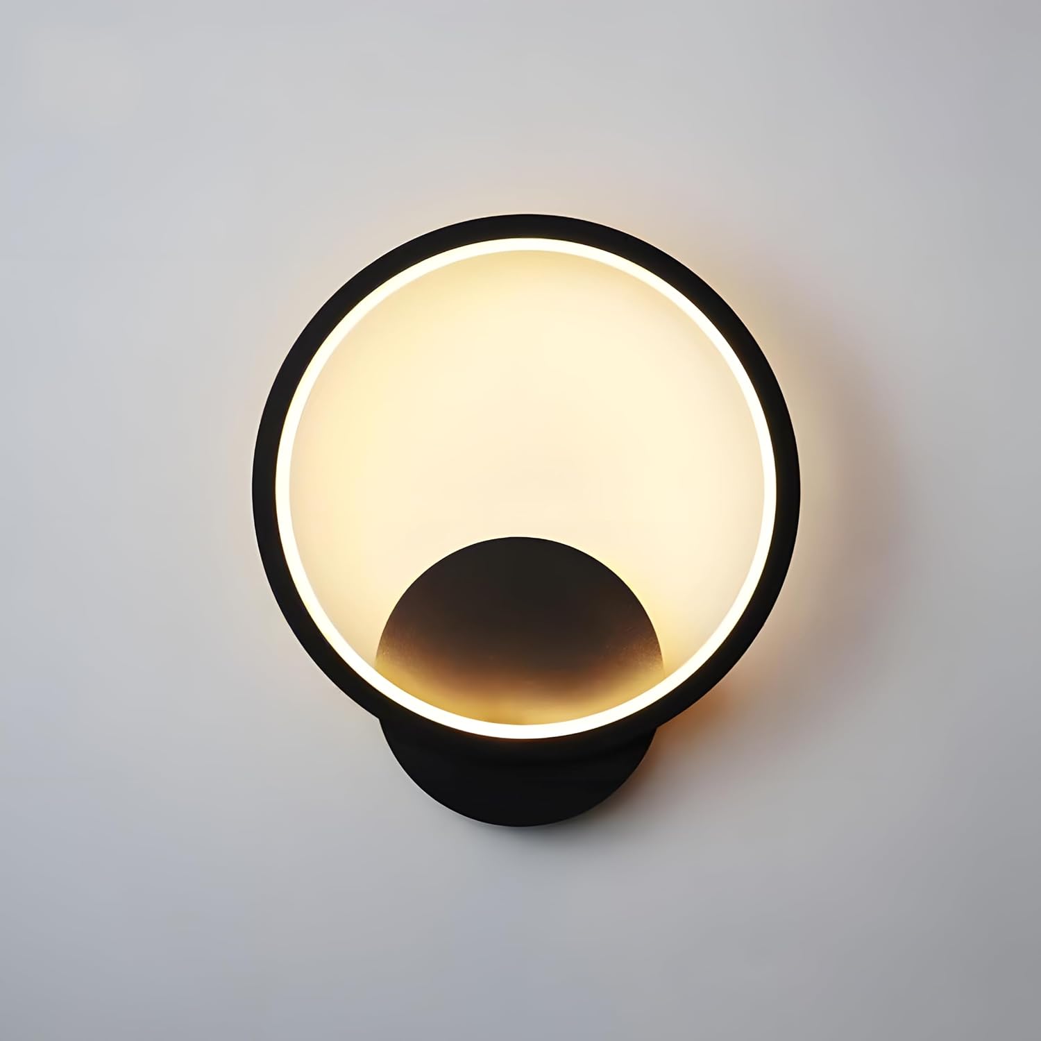 Kinkiet wewnętrzny LED, 10W, okrągły, nowoczesny styl, 3 temperatury barwowe (3000K/4000K/6000K), czarny