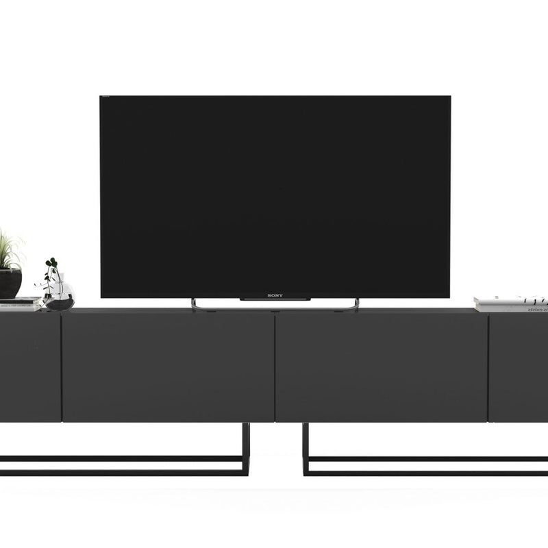 Szafka RTV, stojąca, loft, industrialna, SANO, 240x35x46 cm, grafit, mat | TYLETEGOTU