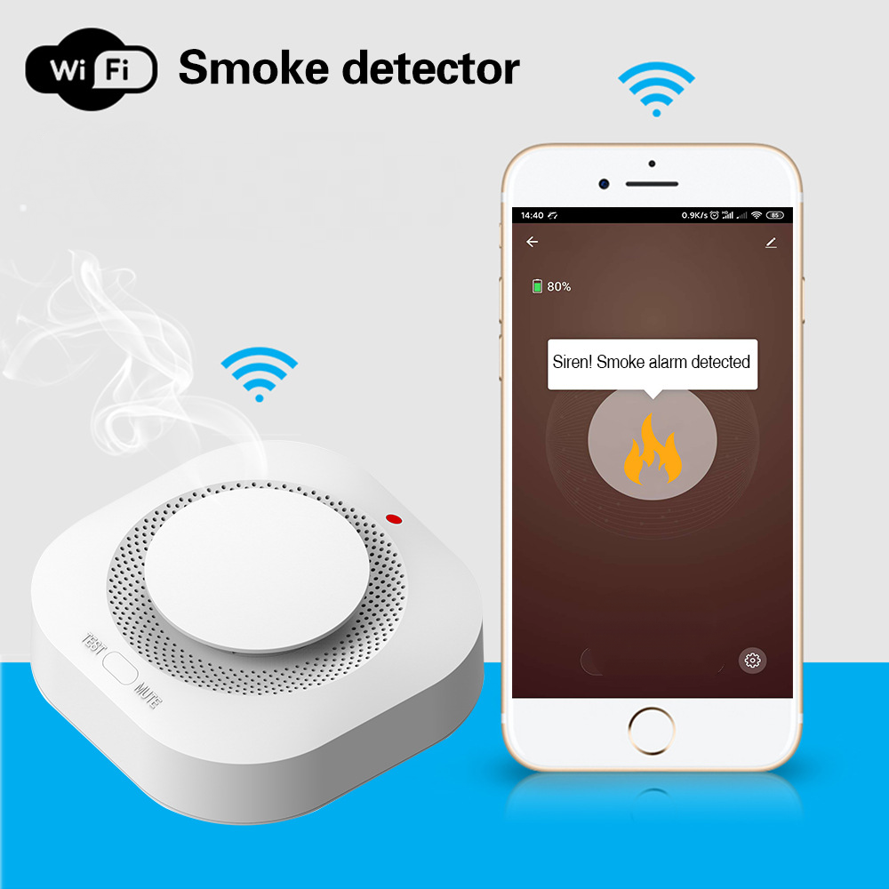Alarm Wi-Fi do inteligentnego domu, czujnik dymu, wieloscenowy czujnik dymu, czujnik dymu
