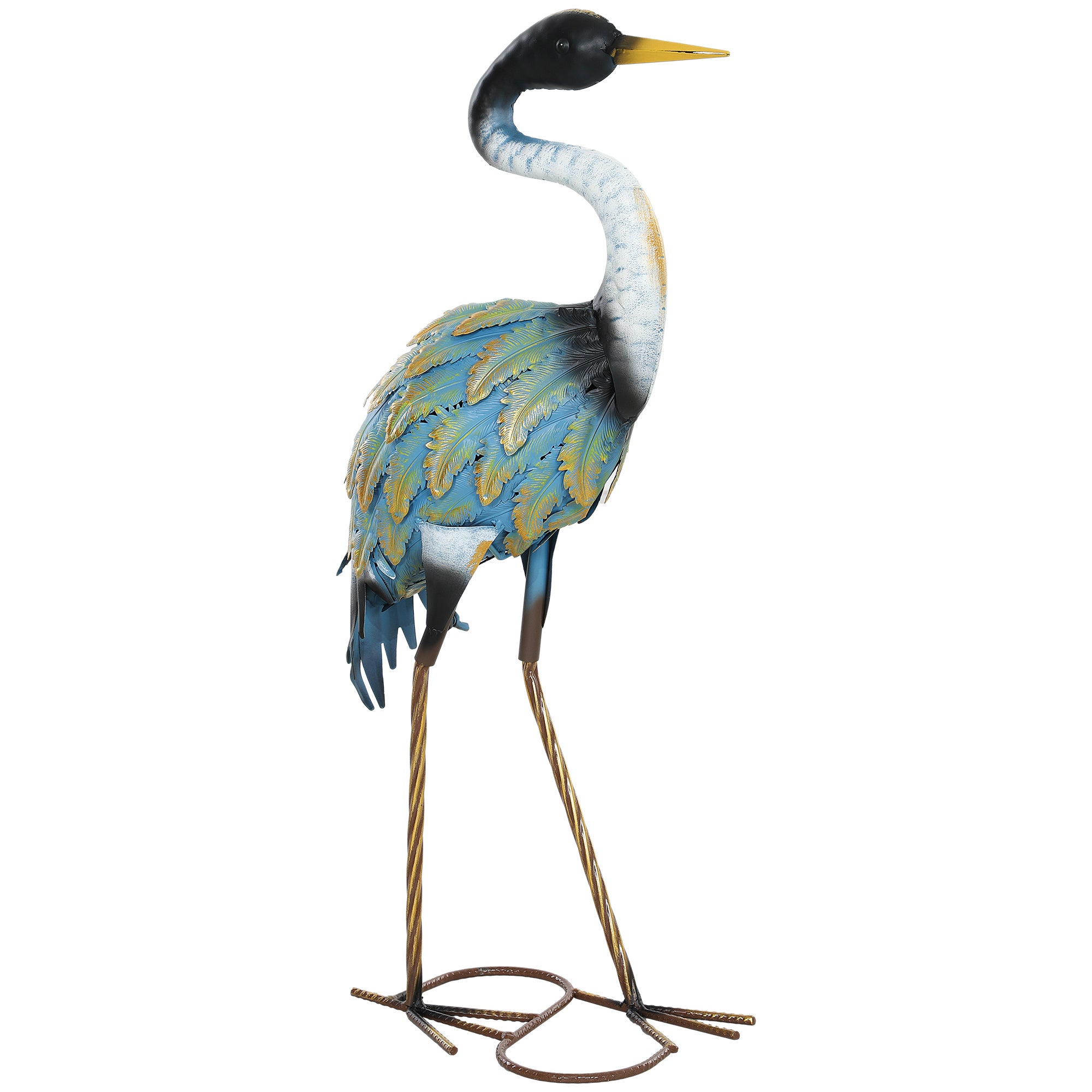 Rzeźba ogrodowa zewnętrzna, metalowa rzeźba czapli, dekoracja ogrodowa 63 cm, wielokolorowa