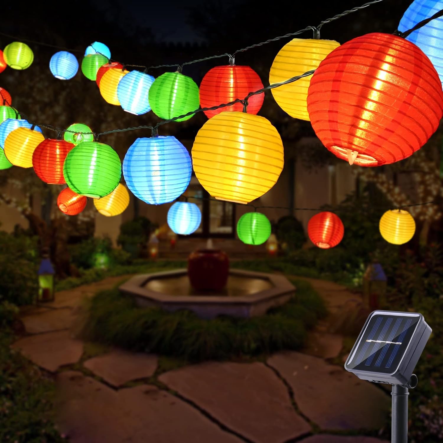 Solarne lampki choinkowe na zewnątrz, 6,5 m, 30 diod LED, wodoodporne, zasilane energią słoneczną, do ogrodu, na patio, na podwórko, na wesele, na im